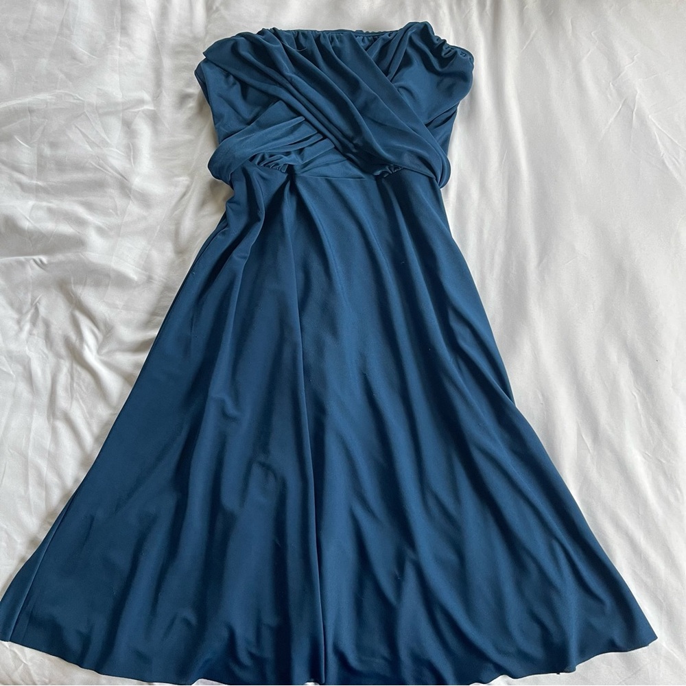 Elegant Blue Strapless Dress